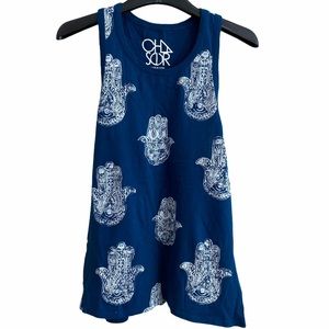 Racer back hamsa tank top blue size M
